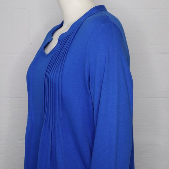 Women's Blue Top Pull Over XXL Long Sleeve Pin Tuck Front Casual Company One - Picture 7 of 11